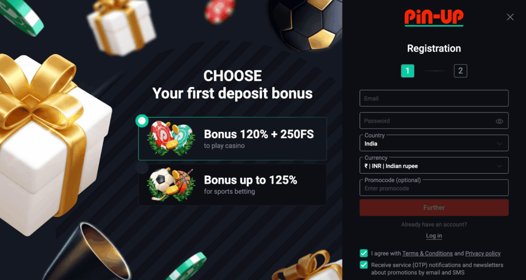 Pin-Up Register page